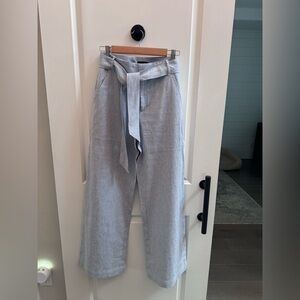 Banana Republic Pale Blue Tie-Waist Linen Wide-Leg Pants